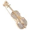 Golden Vintage Guitar Brooch Pin Rhinestone Crystal Musical Instrument Violin Brooch for Men Women Dress Suit Coat Hat