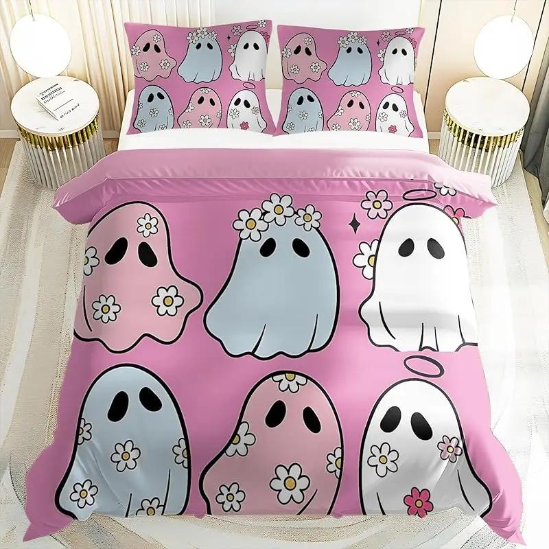 Kawaii Ghost Duvet Covers Halloween Bed Children'S Bedroom Decorations For Boys And Girls