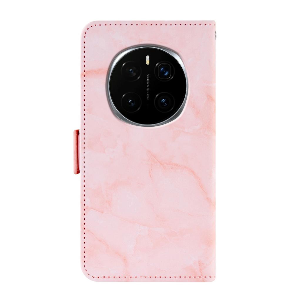For Honor Magic7 Pro 5G Leather Case Marble Pattern Phone Wallet Stand Cover with Wrist Strap