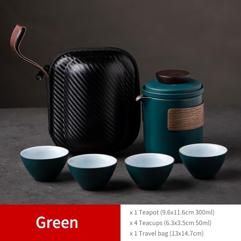 Ceramic Quick Tea Set One Pot Four Cups Portable Bag Kung Fu Tea Set Portable Tea Brewing Pot