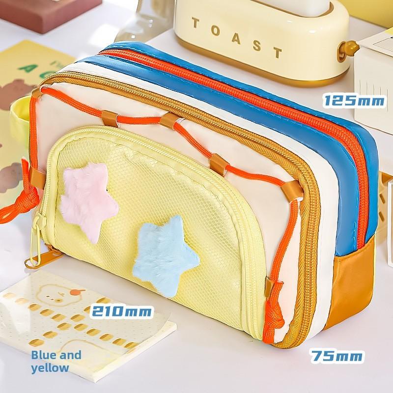 Multicolor Layered Starry Storage Pouch With Adjustable Compartments For Middle School Students And Office Use