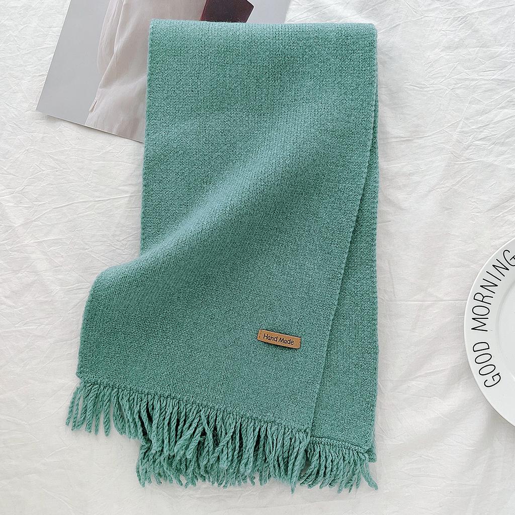 New Korean scarf autumn and winter solid color imitation cashmere warm thickened high-grade knitted scarf foreign-style high-grade