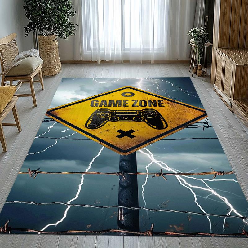 Cartoon Game Gamer Zone Controller Logo Living Room Non-Slip Area Rug Soft Carpet for Bedroom Playroom Sofa,Home Decor Doormat