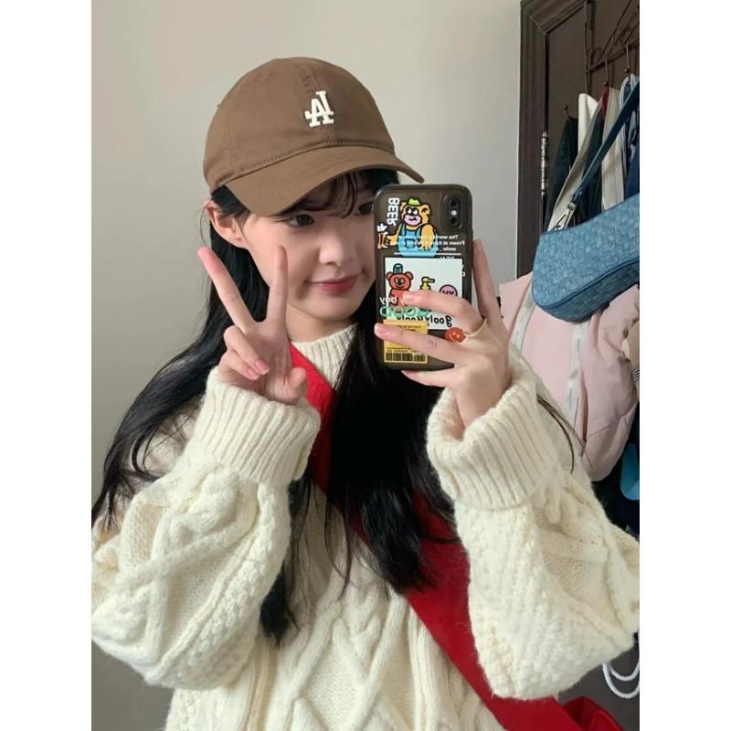 Mlecznobiały sweter wkładany przez głowę z dzianiny w warkocze Damski Jesień Zima 2024 Nowy Francuski Sle Pogrubiony Leniwy Sle Topy Odzież wierzchnia