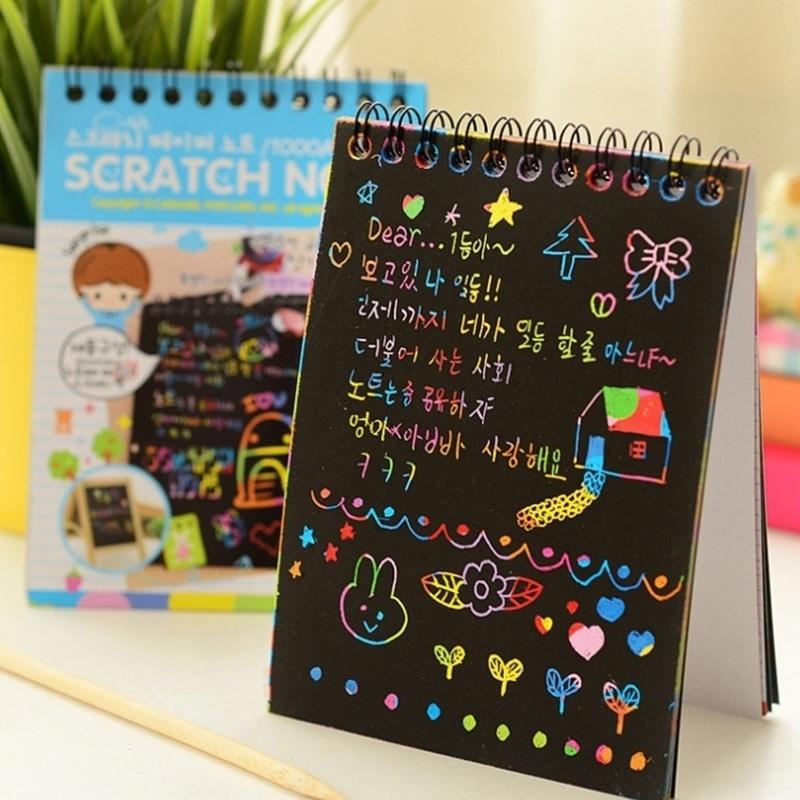 DIY Sketchbook Scratch Stickers Notepad Figure Painters Children Gift Toys Creative Imagination Office