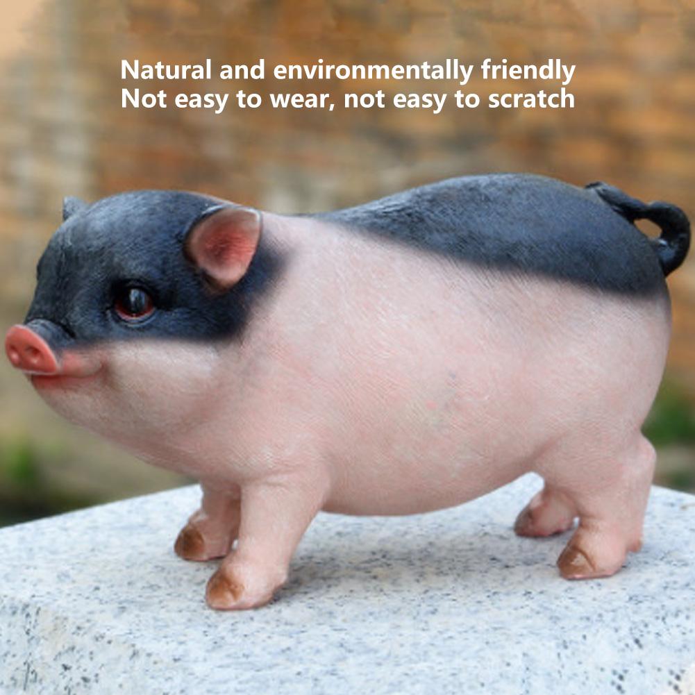 Simulation Cute Small Pig Decor Artificial Animal Model Bonsai Resin Craft Home Decoration Gift