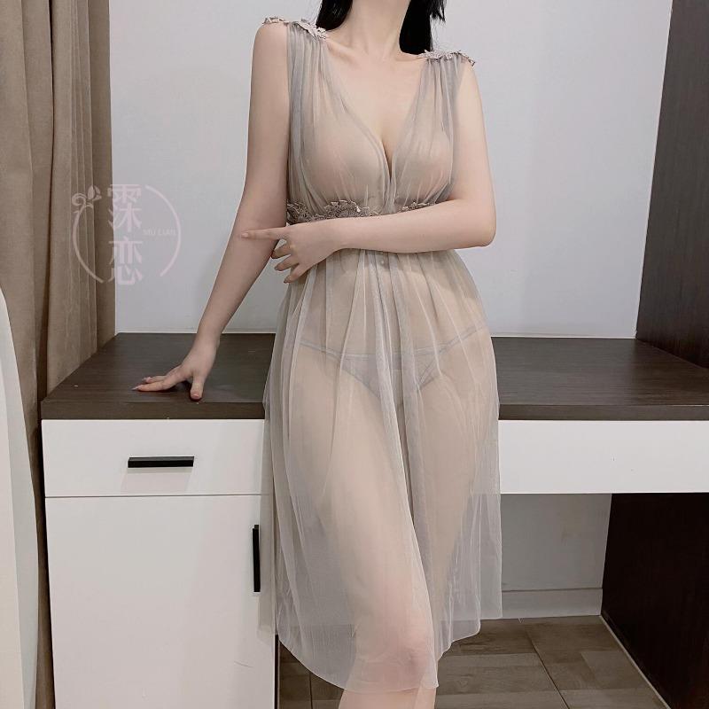 Sexy underwear mesh see-through milk princess dress water-soluble flower deep small chest sexy temptation pure