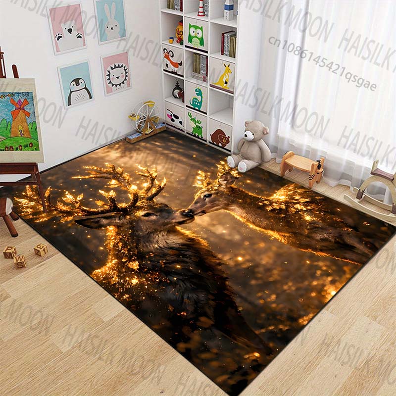 New Product Glowing Deer In Forest  Carpet for Living Room Bedroom Bedside Floor Mat Cloakroom Children Playing Mat Area Rug