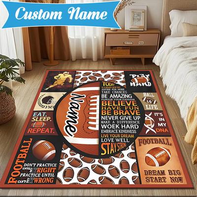 Custom Name Play Basketball Rug for Living Room, Game Rooms, Office, Bedroom, Floor Mat Playful Design, Fan Gifts Christmas Decor