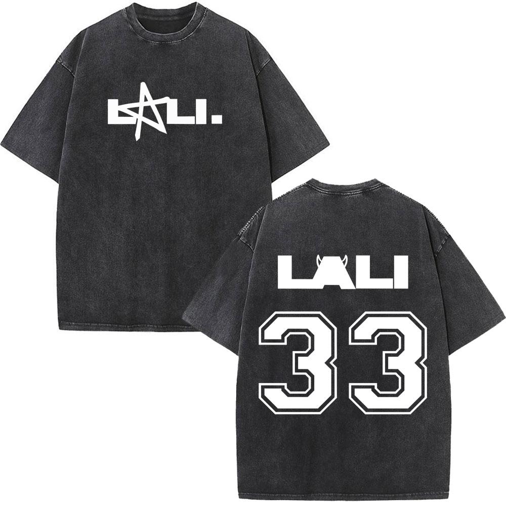 Singer Lali River Tour  Print Vintage Washed Tshirt Unisex Women Fashion Tshirts Summer Loose Casual Harajuku Cotton Tshirts