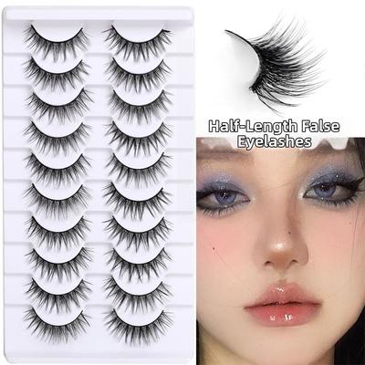 10 Pairs Fluffy Thick 3D Faux Mink Lash Glue Version Full Strip Lashes  Eye Lash Extension