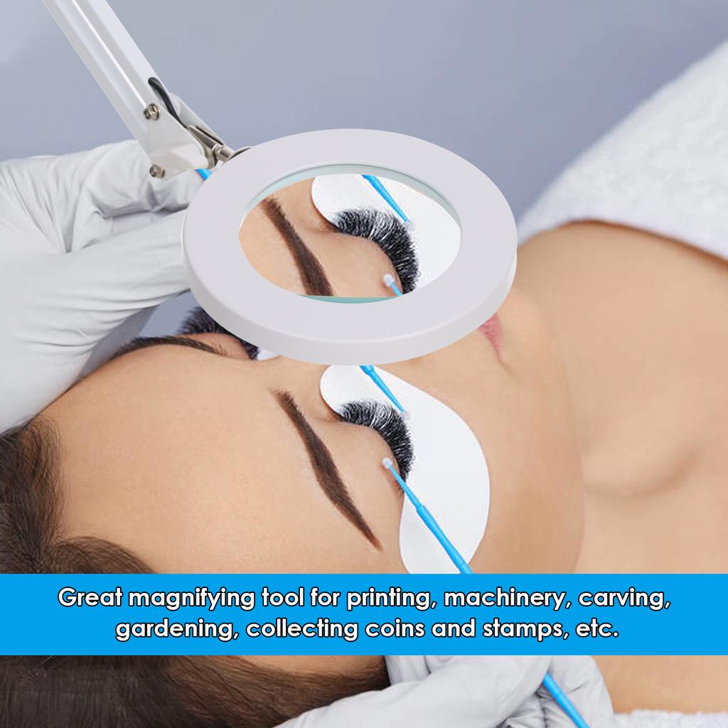 Magnifying Glass Magnifier with 64 LEDs Clamp Clip Light 8X Magnification 10 Levels Adjustable