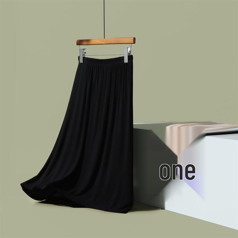 White Modal Anti-Exposure Mid-Length Petticoat Skirt