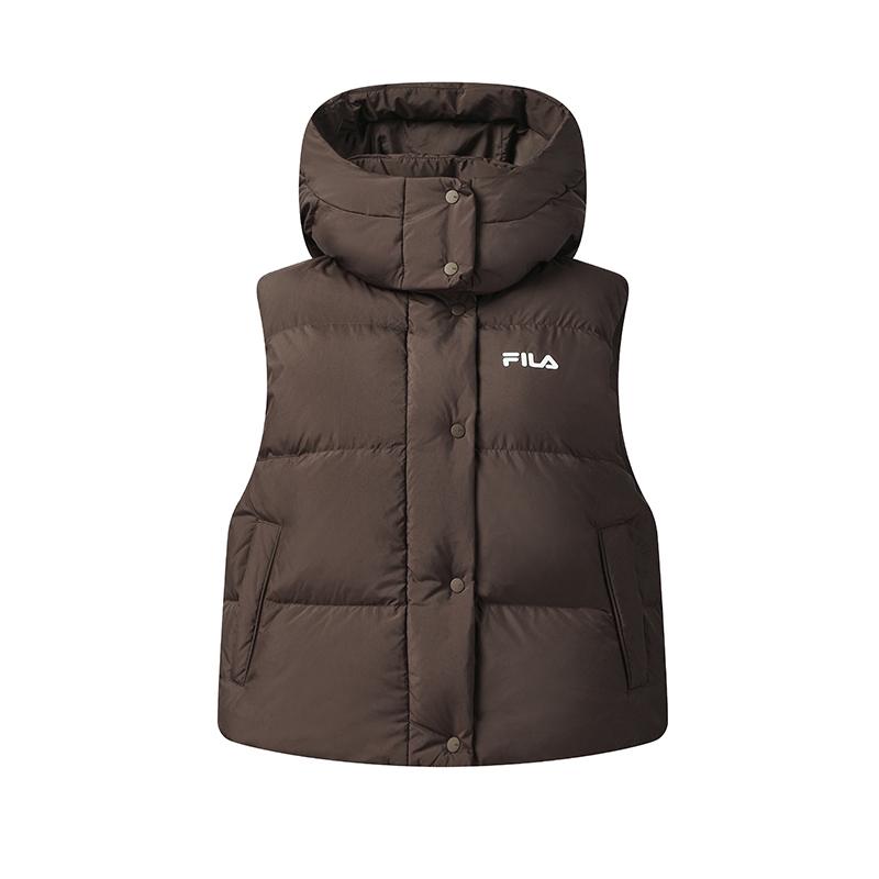 

FILA Original Casual Retro Trendy Minimalist Waterproof Stain-Resistant Lightweight Warm Hooded Short Down Vest Women vest F51W549903FBN XL