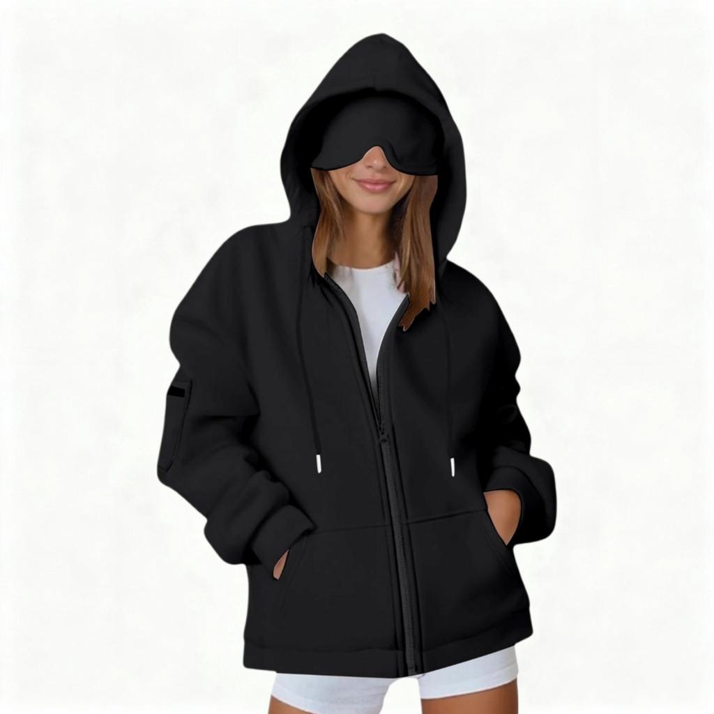 New Solid-color Loose Hooded Zipper Cardigan Hoodie for Autumn and Winter
