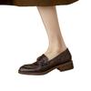One-pedal leather camellia loafers women's 2025 autumn new British style retro small leather shoes versatile single shoes