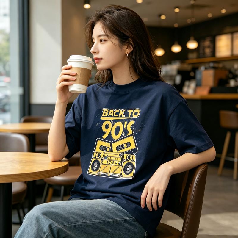 Back To 90s Retro Boombox Cassette Tape Graphic T Shirt Unisex Unisex Cotton Short Sleeve Tee Hip Hop Casual Summer Gift For 90s