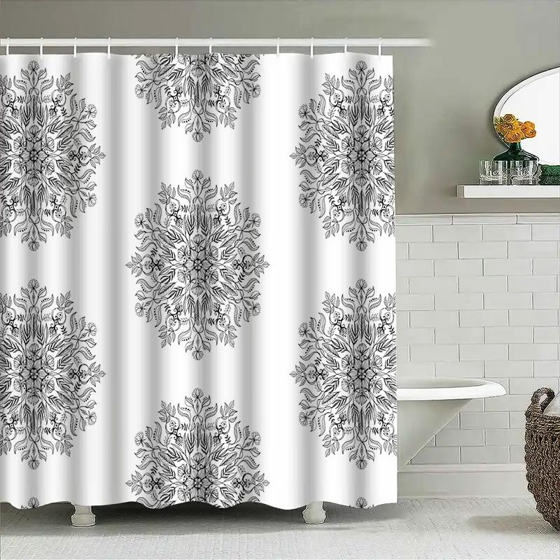 Shower Curtain Botanical Floral Pattern Nature Themed Bathroom Decor Vintage Rustic Farmhouse Home Decor Black And White Washabl