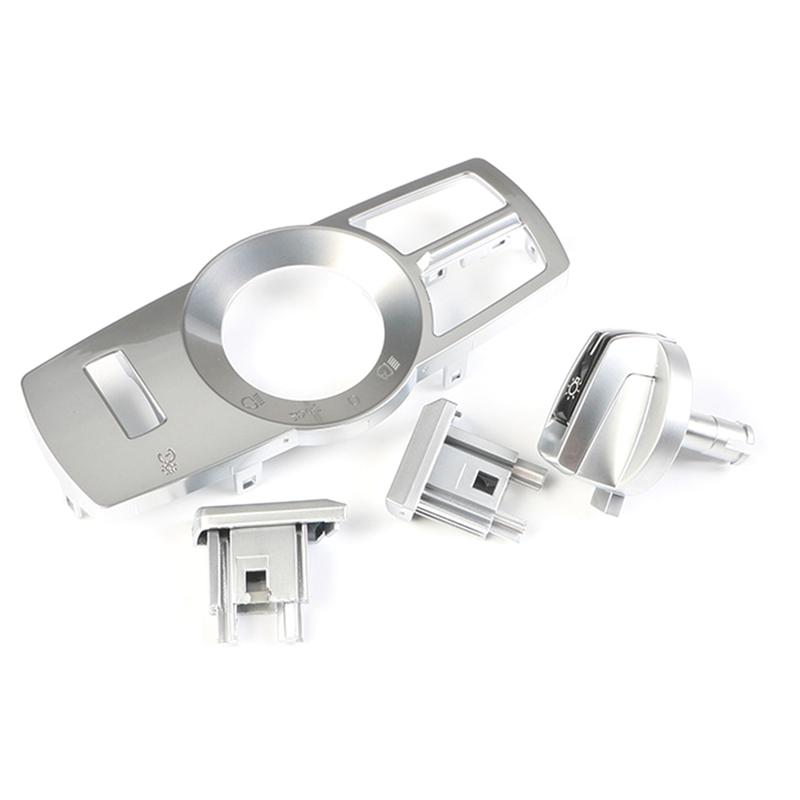 4Pcs/Set Headlight Switch Rotation Button Head Light Lamp Control Panel For BMW 5 6 7 Series X3 X4 Silver Replacement