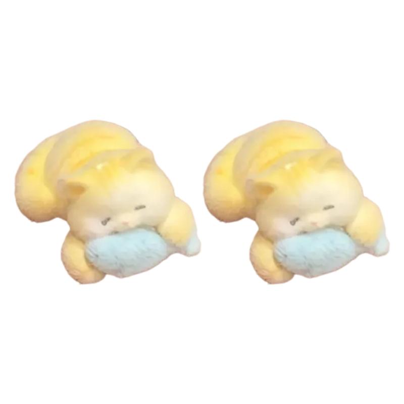 2pcs Flocking Cats Design Hair Clip Cartoon Shape NonSlip Grip Hairpin Side Clip For Women Little Girl Daily Outfit