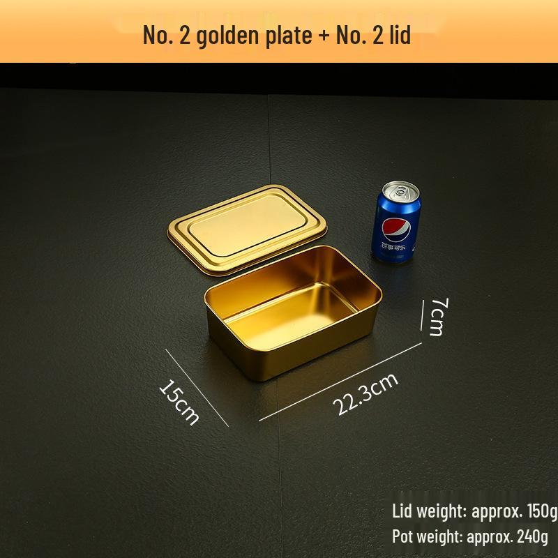 Stainless Steel Deep Snack Plate with Lid - Rectangular Baking Pan and Narrow Tray