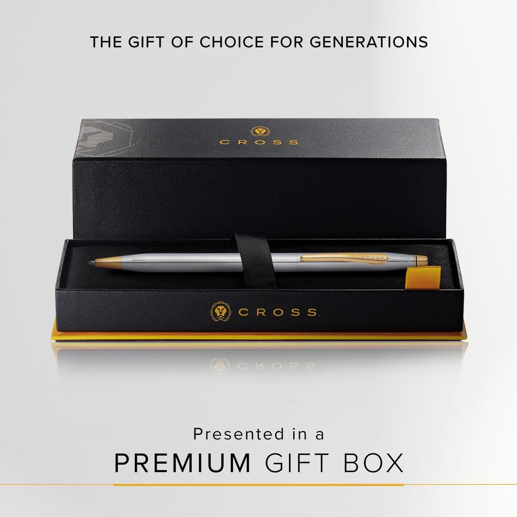 Cross Classic Century Medalist Silver Ballpoint Pen, Medium Point, Premium Gift Box and Gift Bag