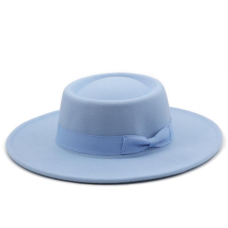 New 8.5CM Wide Brim Fedora Hat Jazz Hat Women Men Classic Felted Hat Panama Solid British Fascinator Women's Felt Hat