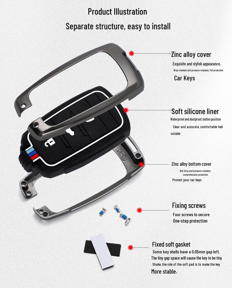 Changan Oushang A800/A600 Car Remote Metal Key Case for Men and Women - Compatible with CS15/CS35 Models