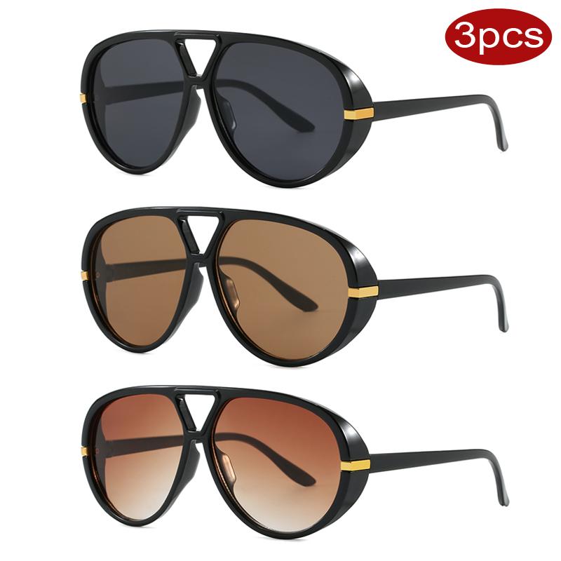 

3pcs New Fashion Oversized Oval Frame Sunglasses for Women Outdoor Casual Sun Glasses Female Brand Multi Color Eyewear UV400