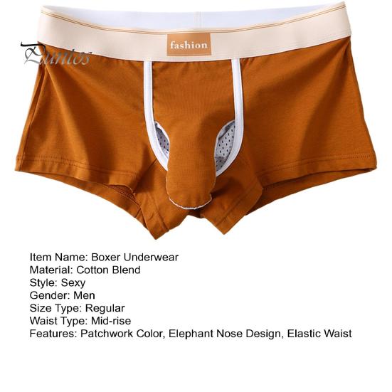 Pánské boxerské kalhotky Sloní nos Samostatný design Šortky Spodní prádlo Patchwork Barva Odvádějící vlhkost Neomezující pánské spodní prádlo