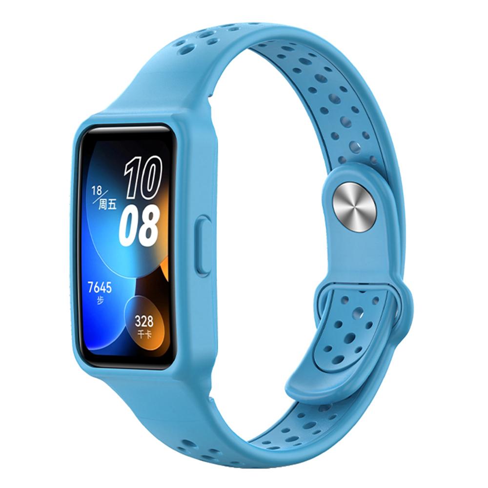Silicone Band for Huawei Band 9 NFC/9/8 NFC/8 Reverse Buckle Holes Design Strap Integrated with Watch Case