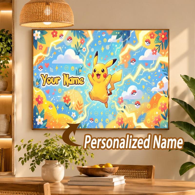 Pikachu Custom Name Diamond Painting Personalized 5D Full Drill DIY Diamond Art Home Decor