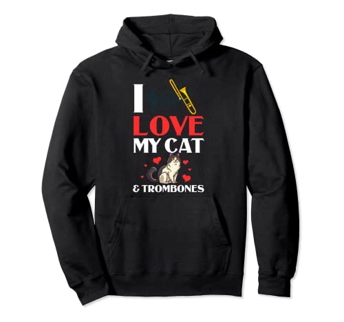 Cat Trombone Music Brass Instrument Player Hoodie
