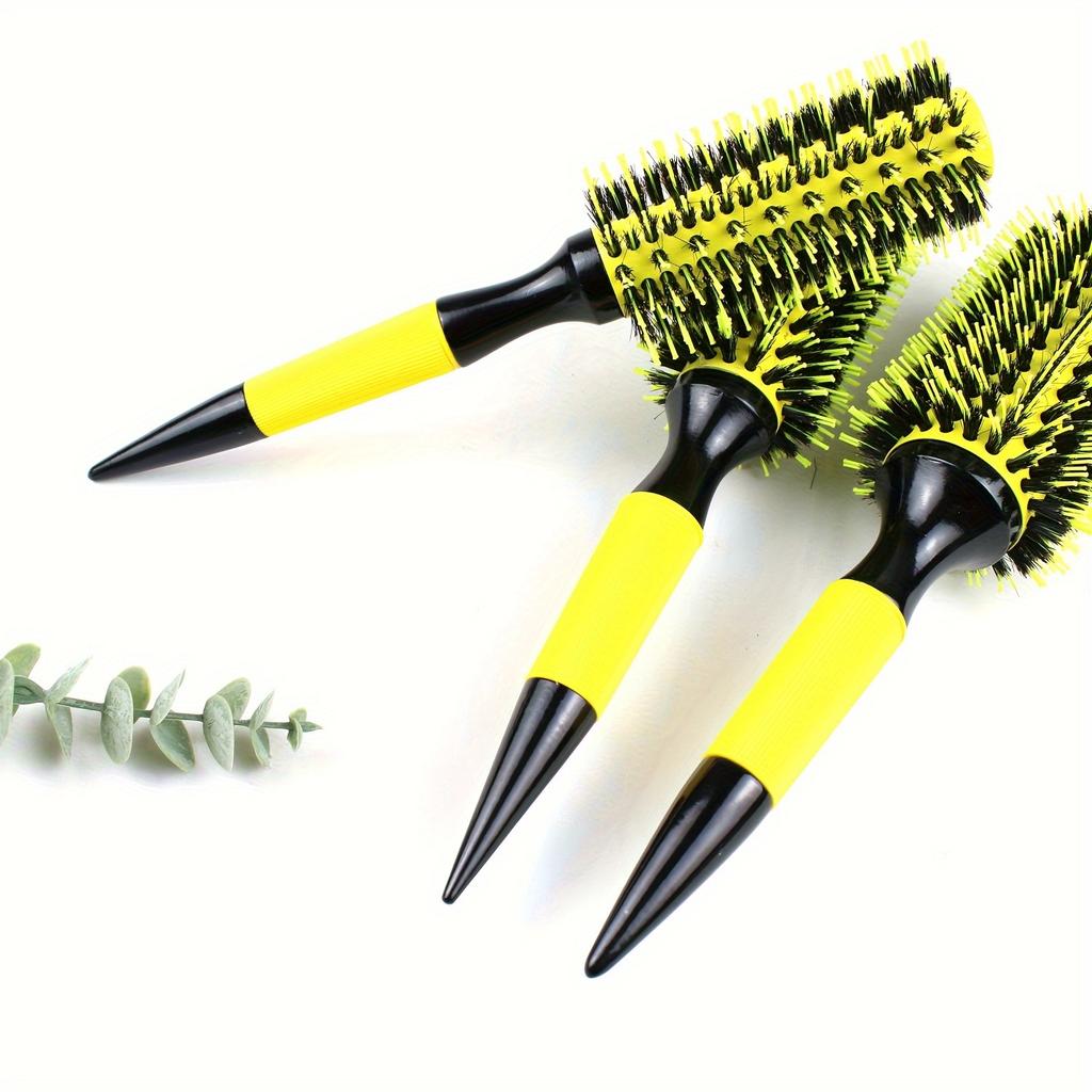 Yellow Aluminum Alloy Tube Bristle Nylon Needle Hair Curling Comb Women Hair Styling Tools