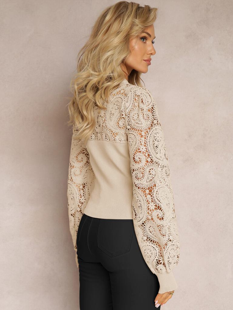Women's Printed Stand,up Collar Ramie Shirt Top