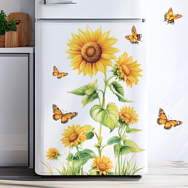 Magnolia Fridge Decoration Sticker Removable Self Adhesive Waterproof Decal for Kitchen Office Wall A4