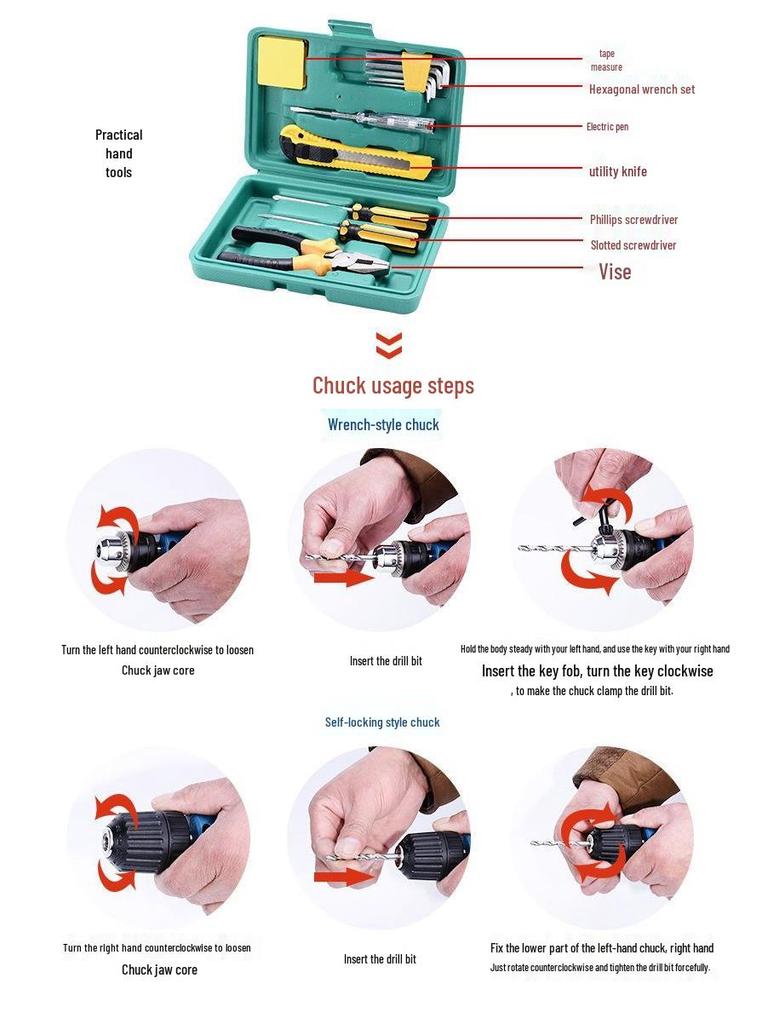 Multifunctional 220V High Power Electric Drill with Forward/Reverse Adjustment for Household Use.