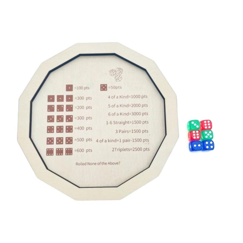 

Portable Wooden Play Tray Exercise Patience Wooden Crap Out Dices Score Board for Board Activity Enthusiasts S