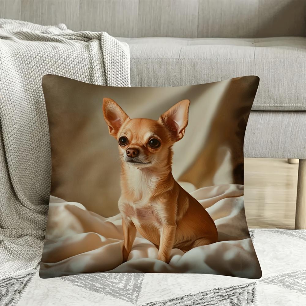 Vintage Chihuahua Hund Kissenbezug, 45x45cm, Reißverschluss Dekorative Kissenhülle für Zuhause und Büro Dekoration Kissenbezug