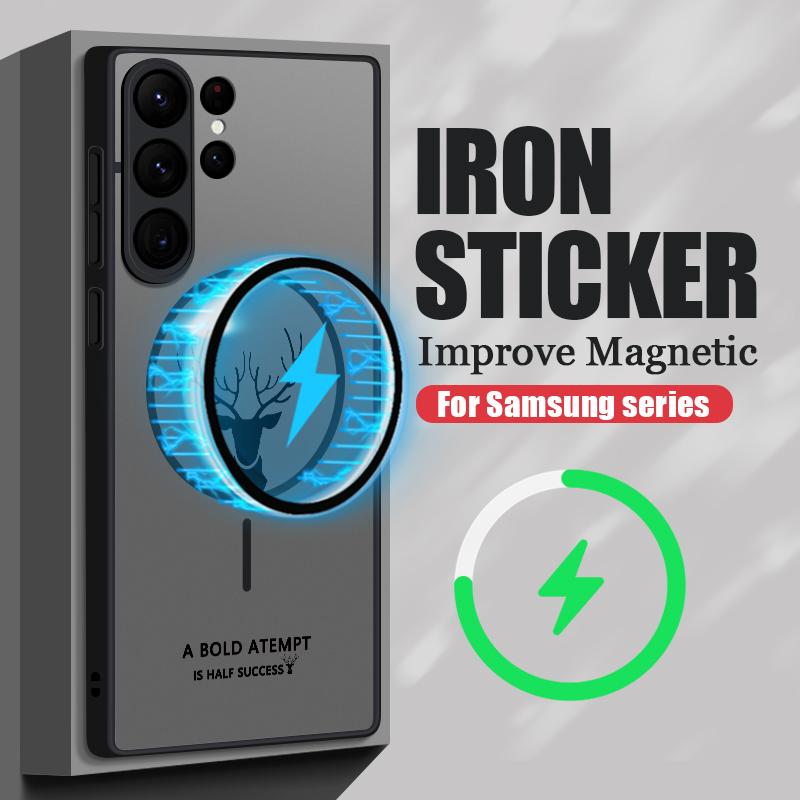 Dla Samsung S25 Ultra S24 Plus S23 FE S22 S21 Etui na telefon Nadruk jelenia Matowe Przezroczyste Miękkie Krawędzie Wstrząsoodporne Bezprzewodowe Ładowanie Magnetyczne Twarde PC Tylna Pokrywa