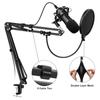 Microphone Desk Arm Stand Mount Boom Scissor Smartphone Clip Mic Holder with Tripod Mic Arm 360 Degree Rotation