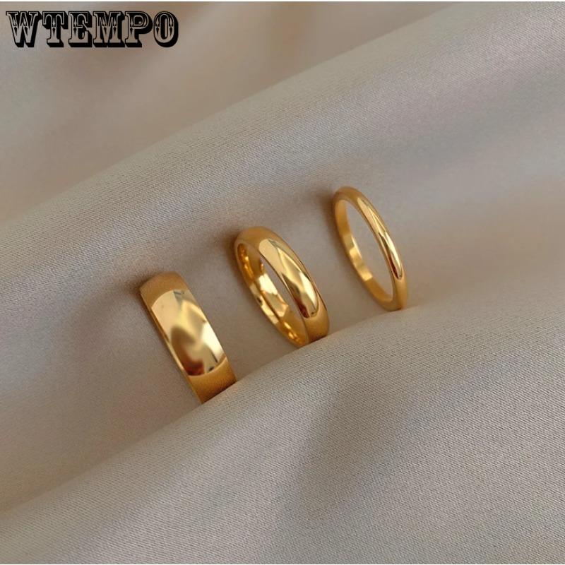 

Не тускнеет, 2 мм, 4 мм, 6 мм, из нержавеющей стали, 18-каратное позолоченное серебряное кольцо на палец для женщин, минималистичные кольца для женщин