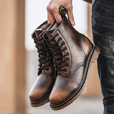 Boots Men High Top Boots High Quality Women Leather Shoes Fashion Outdoor Sneakers Men Lace Up Non-Slip Ankle Boots for Couple