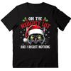 On The Naughty List and I Regret Nothing Christmas Cat Printed Women TShirt Casual Creativity Short Sleeve Streetwear