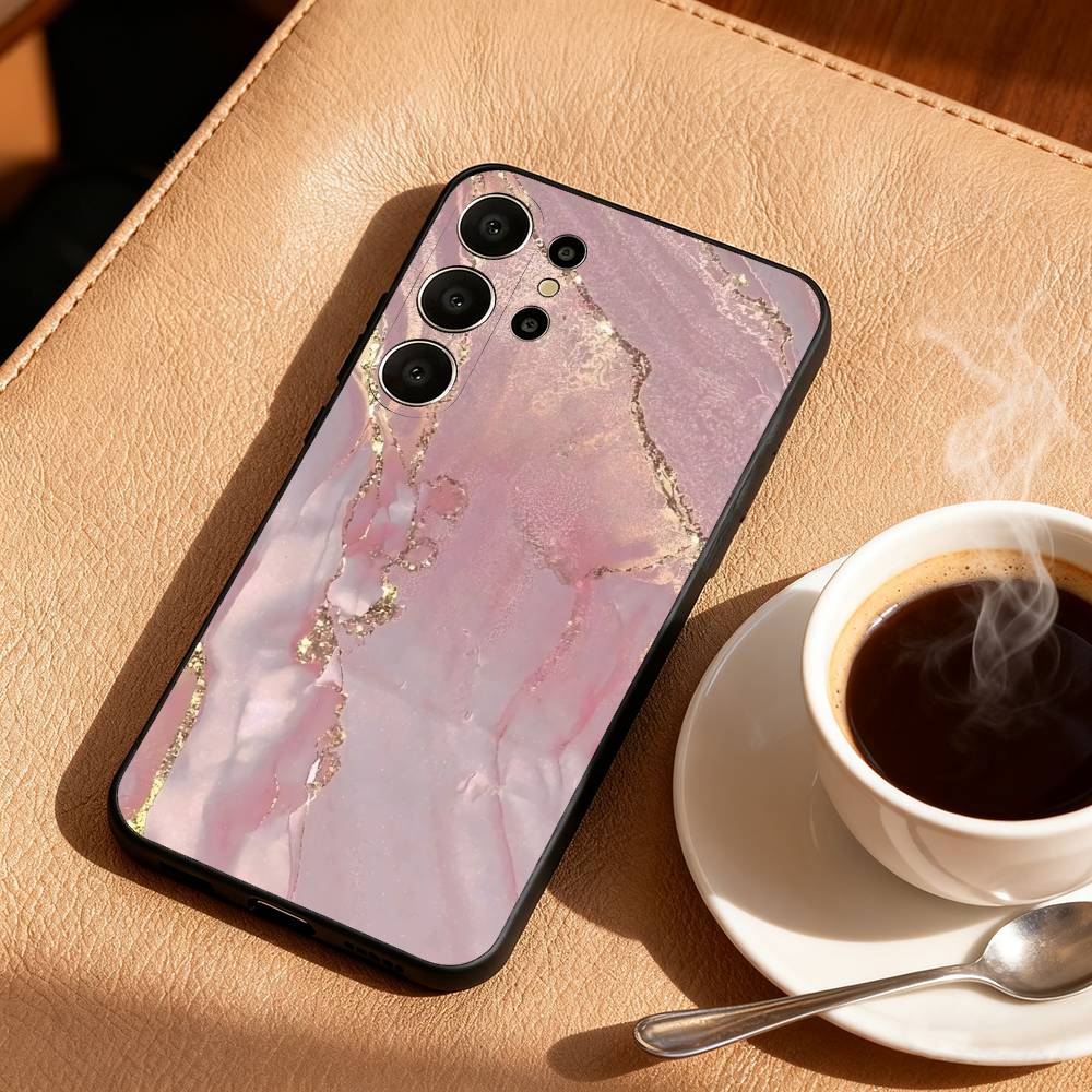 G-Glitter Art Marble Pattern Phone Case For Samsung S26,S25,S24,S21,S22,S23,S30,Ultra,S20,FE,Lite,10,9,Black Cover