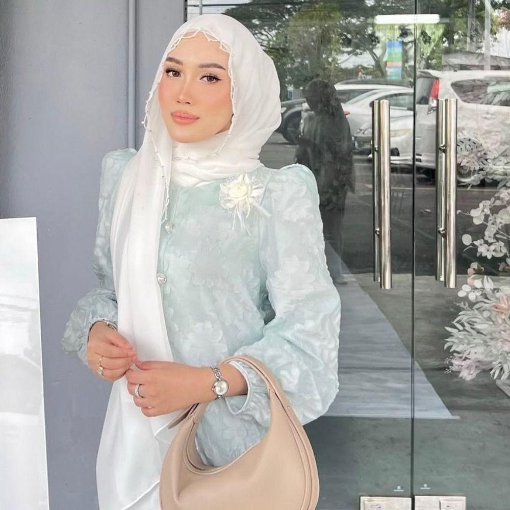 Pearls Islamic Turban Chiffon Malaysia Headscarf Luxury Ethnic Style Scarf  Women