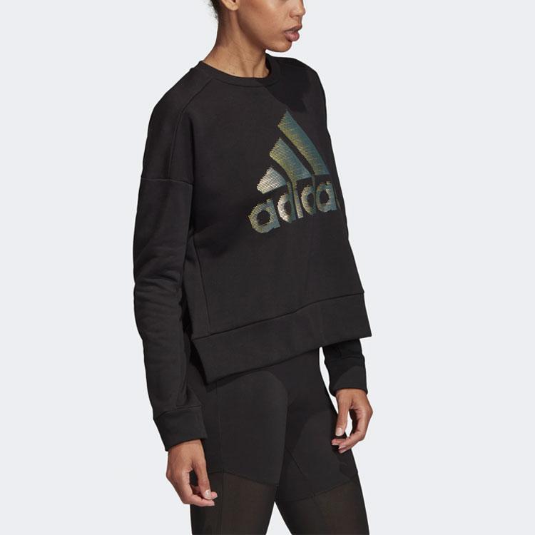 Adidas Loose Casual Round Neck Fleece American Pullover Sweatshirt Women Sweatshirt Black DZ8676