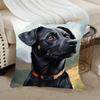 1pc Black Labrador Retriever Dog Portrait Cushion Cover - Realistic Labrador Puppy & Face, Soft Polyester Pet Bed Sofa Pillow Case with Zipper Closure