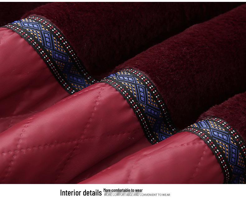 Warm Mid-Length Women's Coat: Fleece-Lined, Thickened, Ideal for Winter, Perfect for Moms and Grandmas.