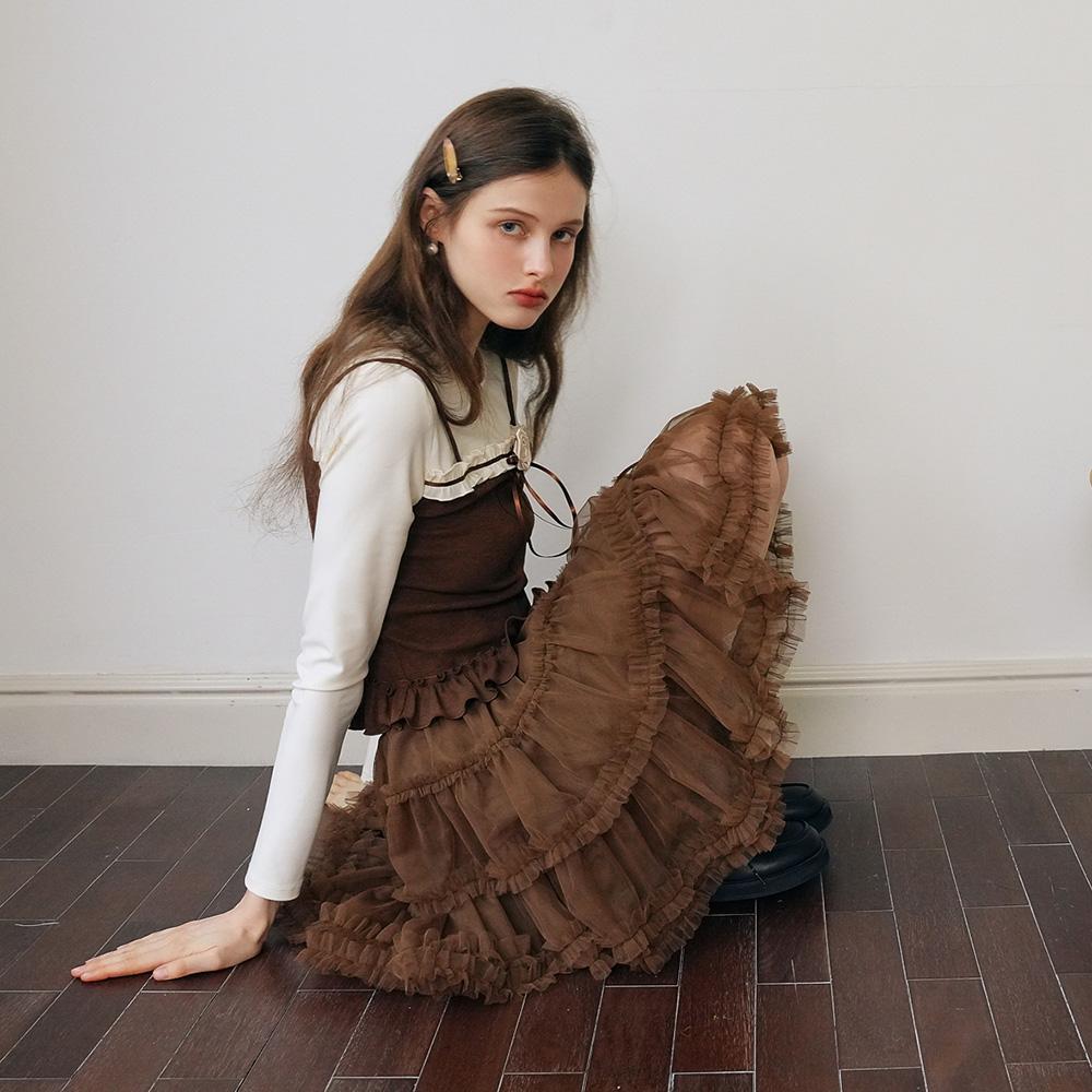 Ceme Adu Cest_Autumn Mesh Ruffle Skirt